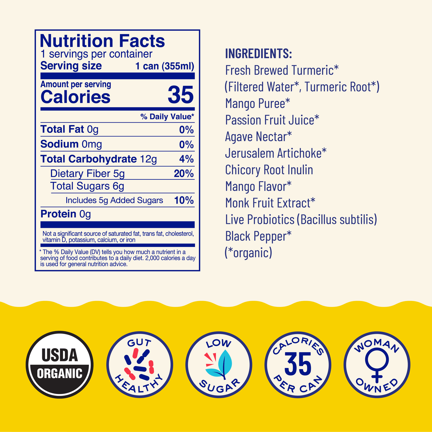 wildwonder - Mango Gold Sparkling Prebiotic + Probiotic Drink