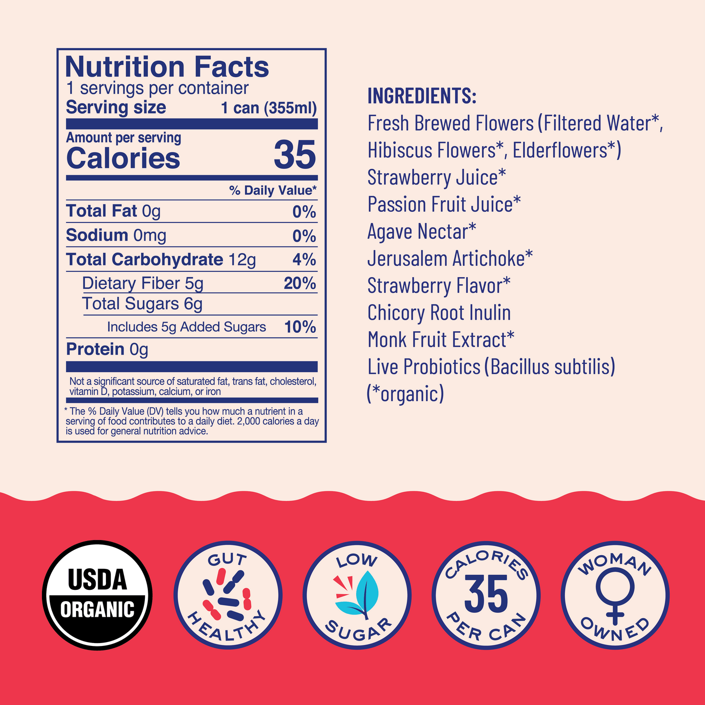 wildwonder - Strawberry Passion Sparkling Prebiotic + Probiotic Drink